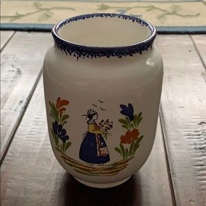 ISABEY French girl with flowers Blue & White Vase